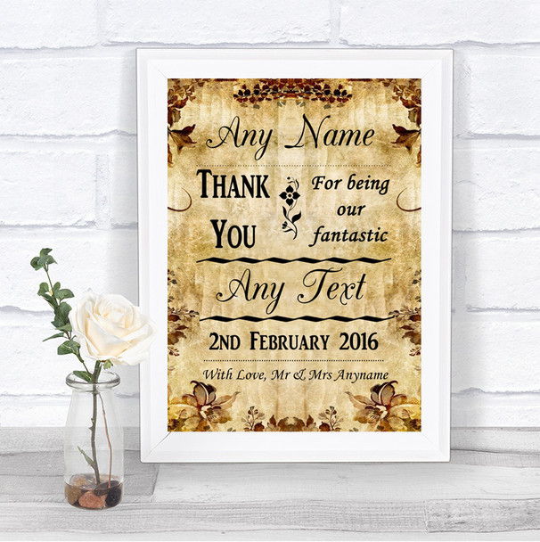 Autumn Vintage Thank You Bridesmaid Page Boy Best Man Personalized Wedding Sign
