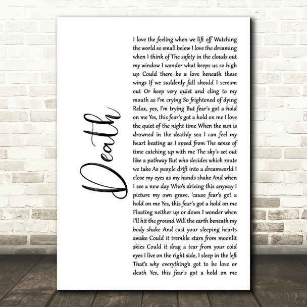 White Lies Death White Script Song Lyric Quote Print