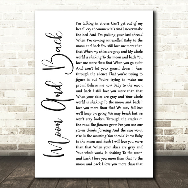 Alice Kristiansen Moon And Back White Script Song Lyric Quote Print