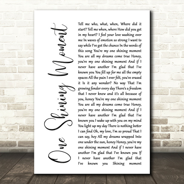 Diana Ross One Shining Moment White Script Song Lyric Quote Print