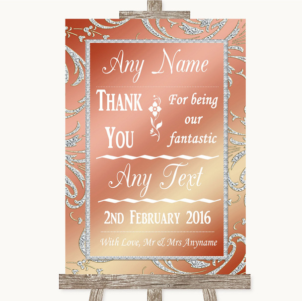 Coral Pink Thank You Bridesmaid Page Boy Best Man Personalized Wedding Sign