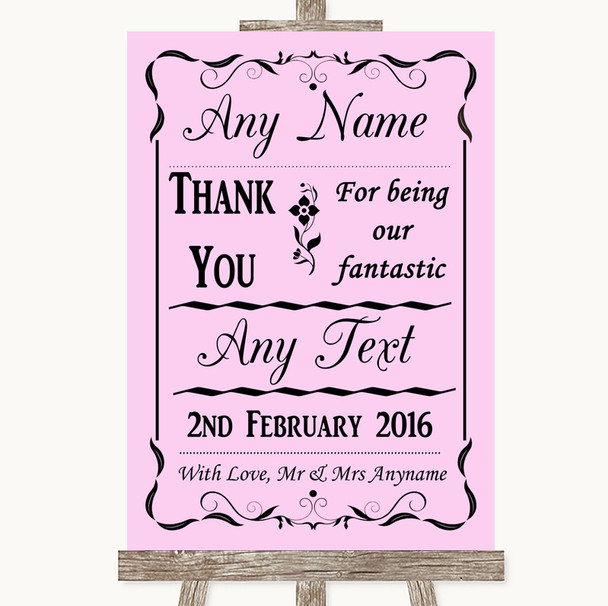 Pink Thank You Bridesmaid Page Boy Best Man Personalized Wedding Sign