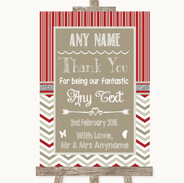 Red & Grey Winter Thank You Bridesmaid Page Boy Best Man Wedding Sign