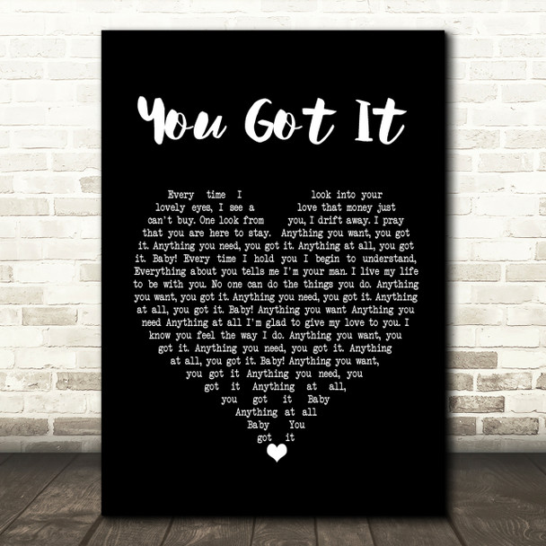 Roy Orbison You Got It Black Heart Song Lyric Print