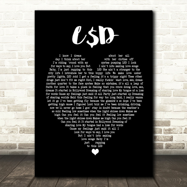 Asap Rocky L$D Black Heart Song Lyric Print