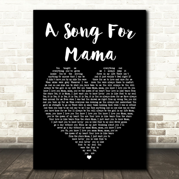 Boyz II Men A Song For Mama Black Heart Song Lyric Print
