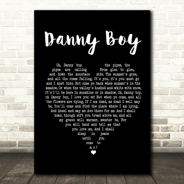 Celtic Woman Danny Boy Black Heart Song Lyric Print