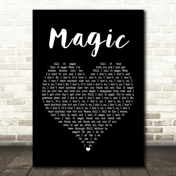 Coldplay Magic Black Heart Song Lyric Print