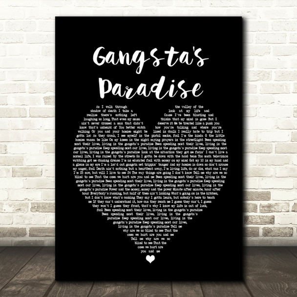 Coolio Gangsta's Paradise Black Heart Song Lyric Print