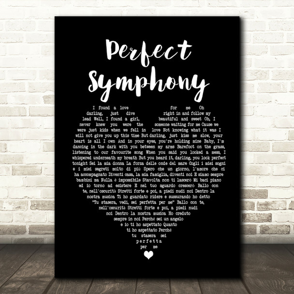 Ed Sheeran & Andrea Bocelli Perfect Symphony Black Heart Song Lyric Print