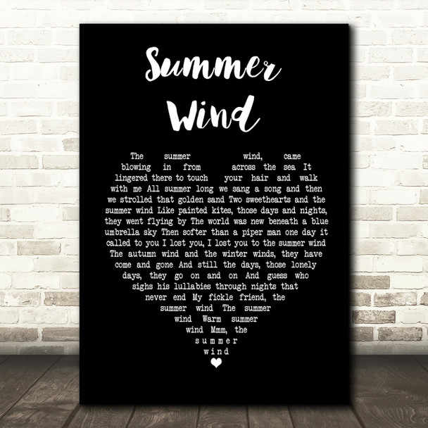Frank Sinatra Summer Wind Black Heart Song Lyric Print