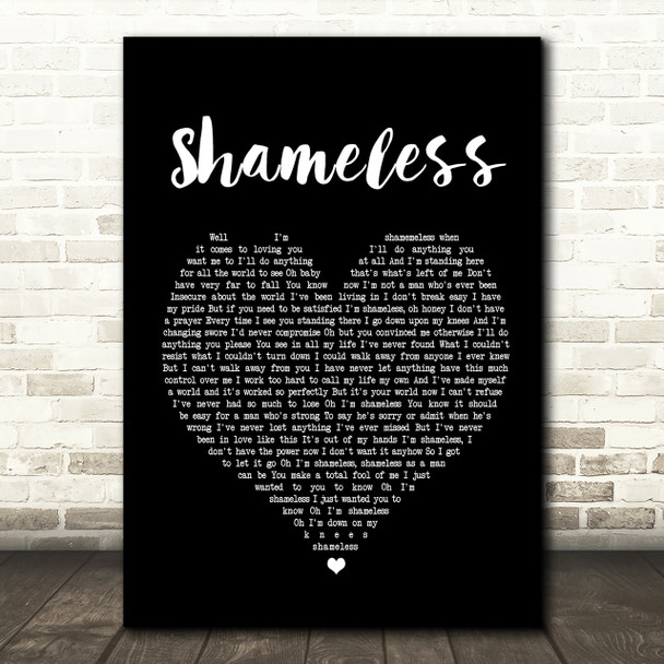 Garth Brooks Shameless Black Heart Song Lyric Print