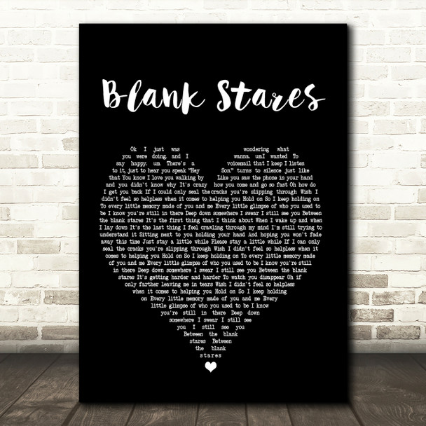 Jay Allen Blank Stares Black Heart Song Lyric Print