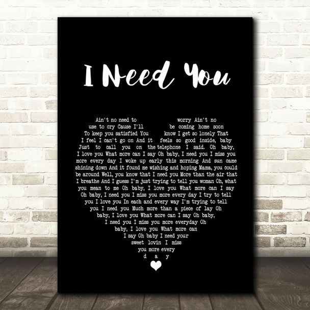 Lynyrd Skynyrd I Need You Black Heart Song Lyric Print