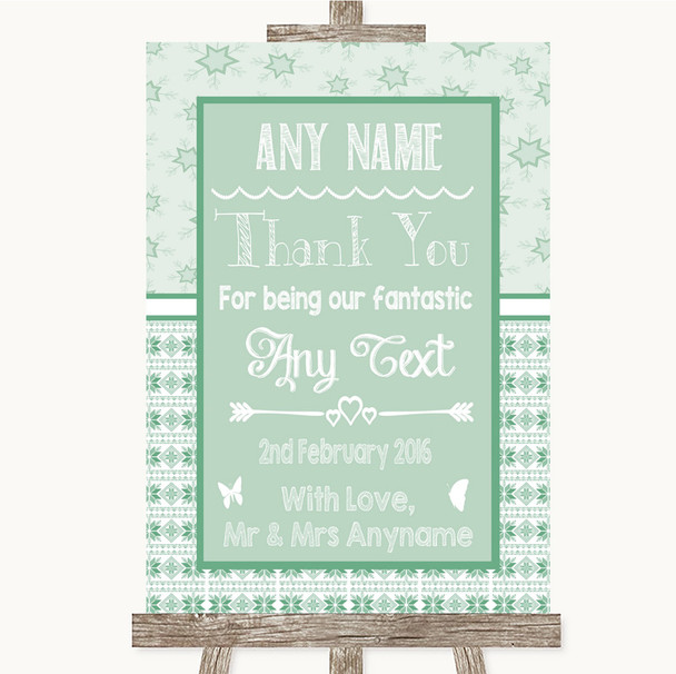 Winter Green Thank You Bridesmaid Page Boy Best Man Personalized Wedding Sign