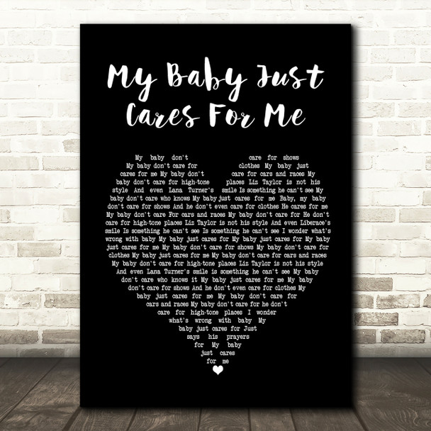 Nina Simone My Baby Just Cares For Me Black Heart Song Lyric Print