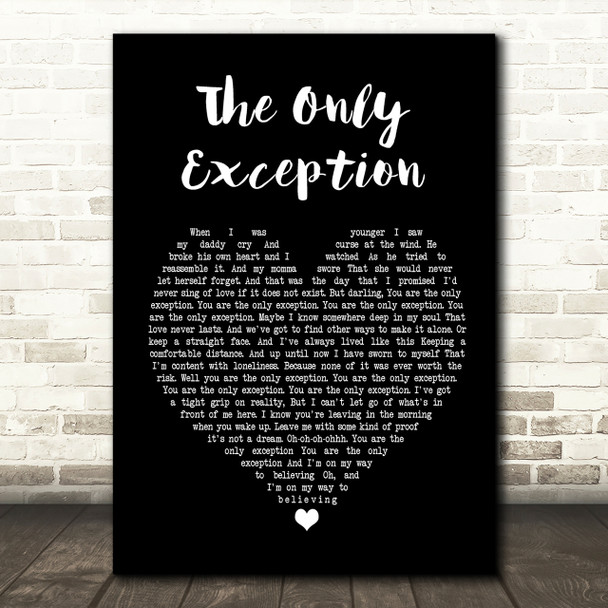 Paramore The Only Exception Black Heart Song Lyric Print