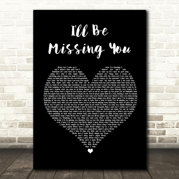 Puff Daddy I'll Be Missing You Black Heart Song Lyric Print