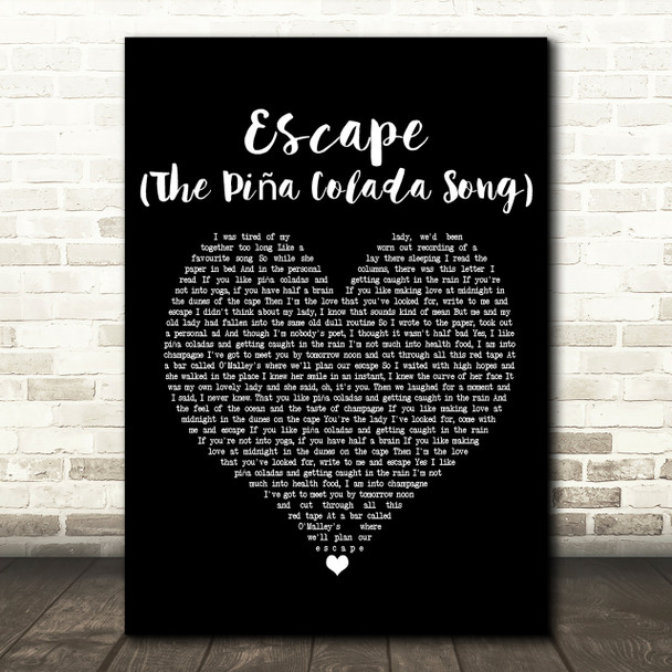 Rupert Holmes Escape (The Piña Colada Song) Black Heart Song Lyric Print