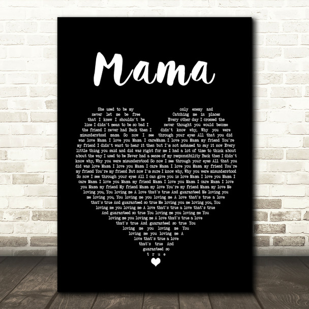 Spice Girls Mama Black Heart Song Lyric Print