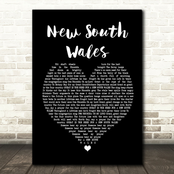 The Alarm New South Wales Black Heart Song Lyric Print