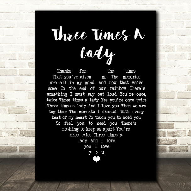 The Commodores Three Times A Lady Black Heart Song Lyric Print