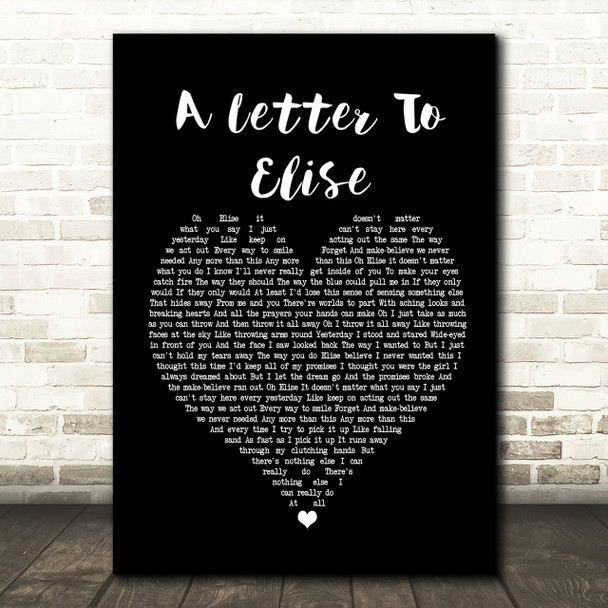 The Cure A Letter To Elise Black Heart Song Lyric Print