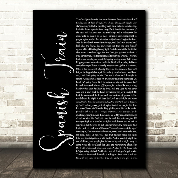 Chris De Burgh Spanish Train Black Script Song Lyric Print