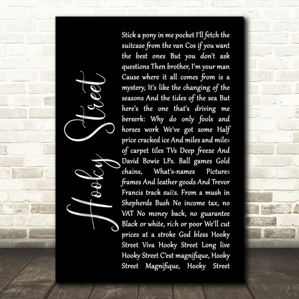 John Sullivan Hooky Street Black Script Song Lyric Print