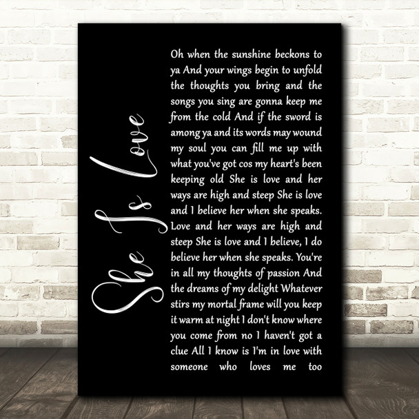 Oasis She Is Love Black Script Song Lyric Print