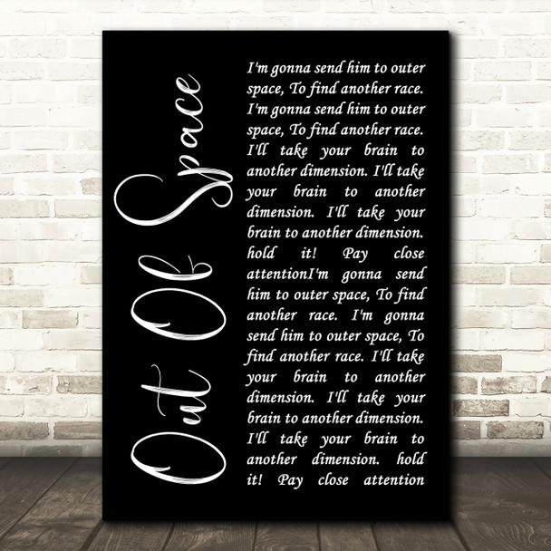 The Prodigy Out Of Space Black Script Song Lyric Print