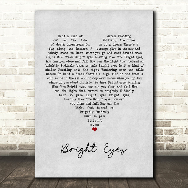 Art Garfunkel Bright Eyes Grey Heart Song Lyric Print