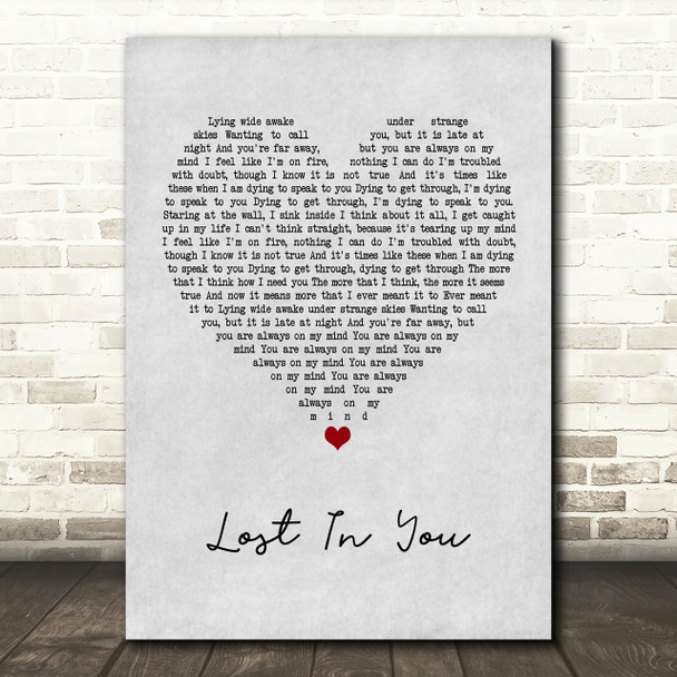 Ash Lost In You Grey Heart Song Lyric Print
