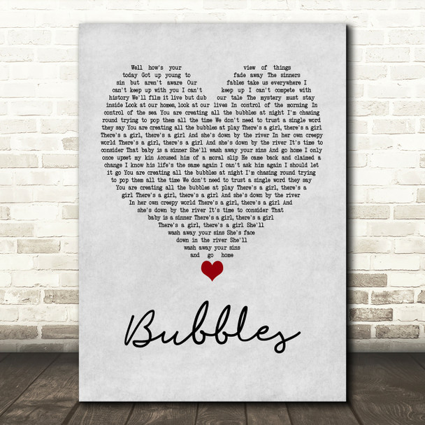Biffy Clyro Bubbles Grey Heart Song Lyric Print