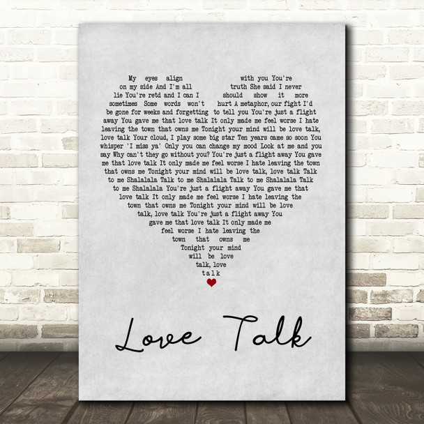 Blossoms Love Talk Grey Heart Song Lyric Print