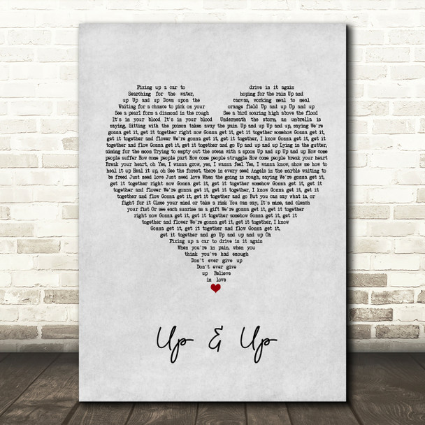 Coldplay Up&Up Grey Heart Song Lyric Print