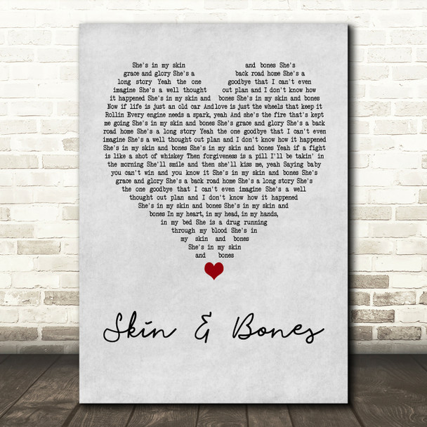 Eli Young Band Skin & Bones Grey Heart Song Lyric Print