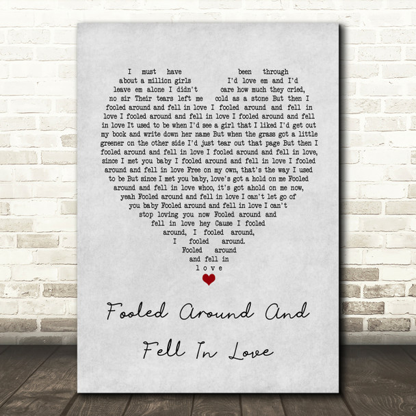 Elvin Bishop Fooled Around And Fell In Love Grey Heart Song Lyric Print