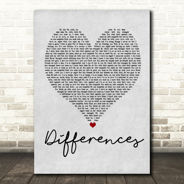 Ginuwine Differences Grey Heart Song Lyric Print