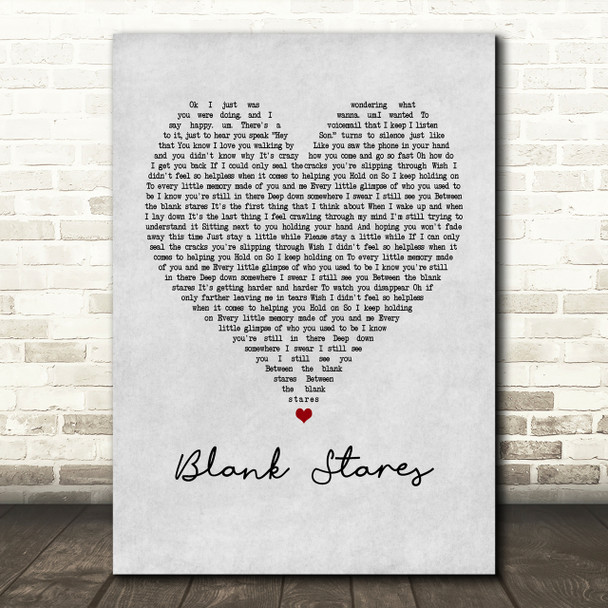 Jay Allen Blank Stares Grey Heart Song Lyric Print