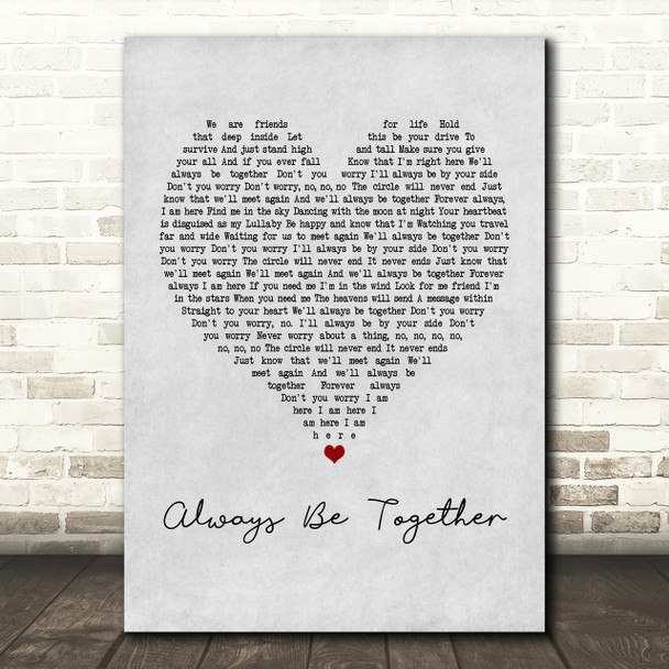 Little Mix Always Be Together Grey Heart Song Lyric Print