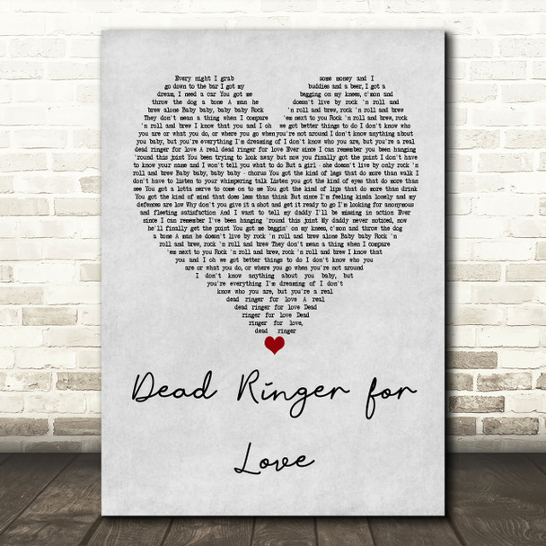 Meat Loaf Dead Ringer for Love Grey Heart Song Lyric Print