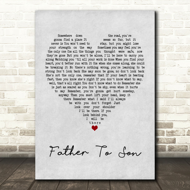 Phil Collins Father To Son Grey Heart Song Lyric Print