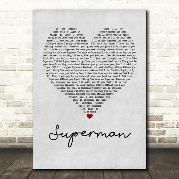 Scouting For Girls Superman Grey Heart Song Lyric Print