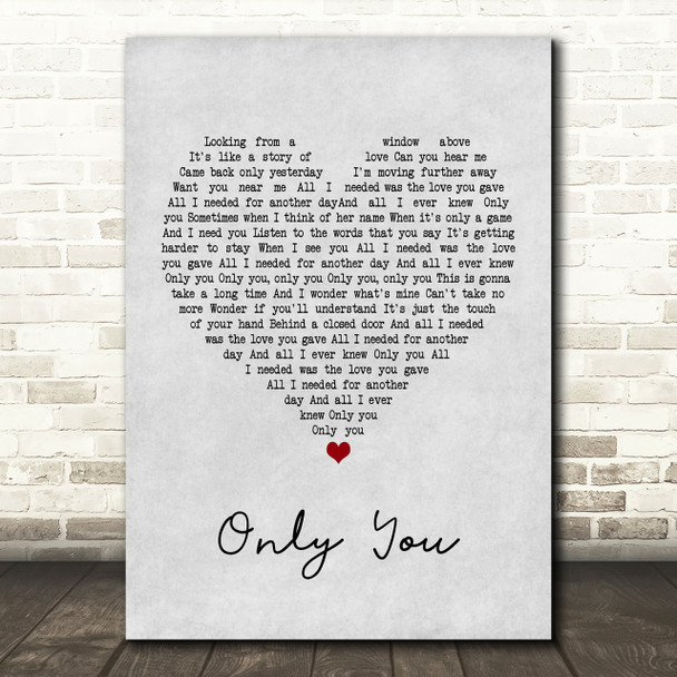 Selena Gomez Only You Grey Heart Song Lyric Print