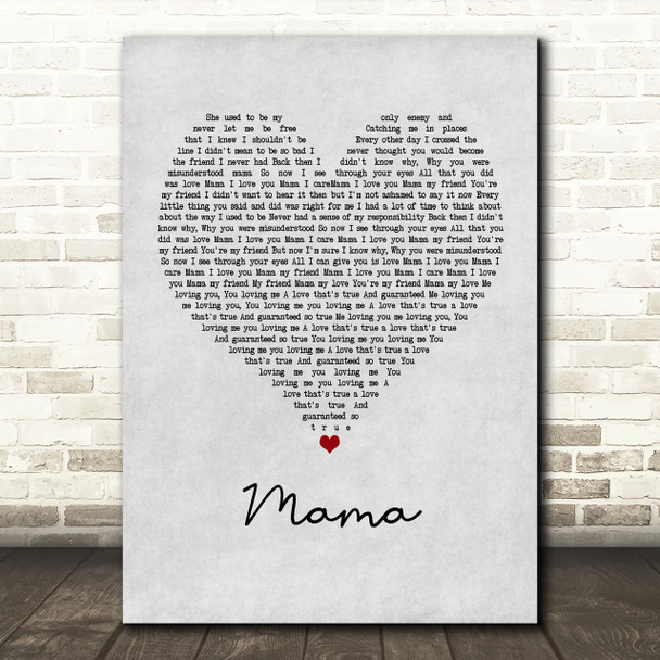 Spice Girls Mama Grey Heart Song Lyric Print