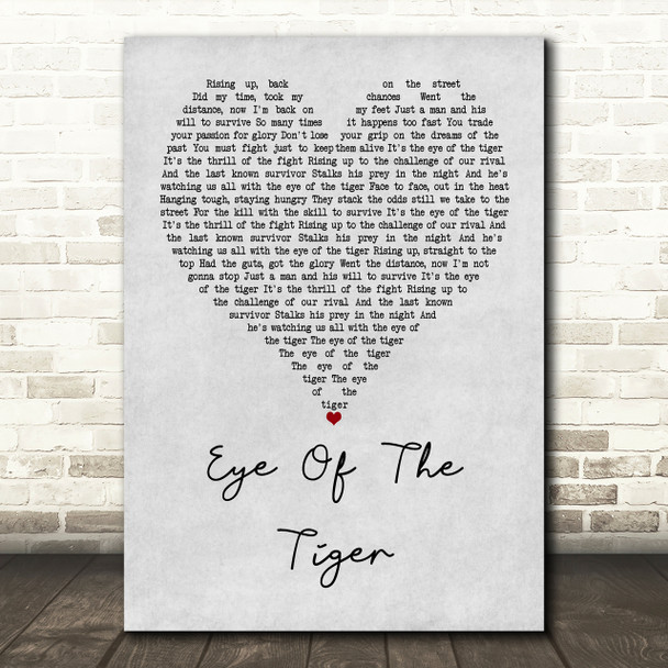 Survivor Eye Of The Tiger Grey Heart Song Lyric Print