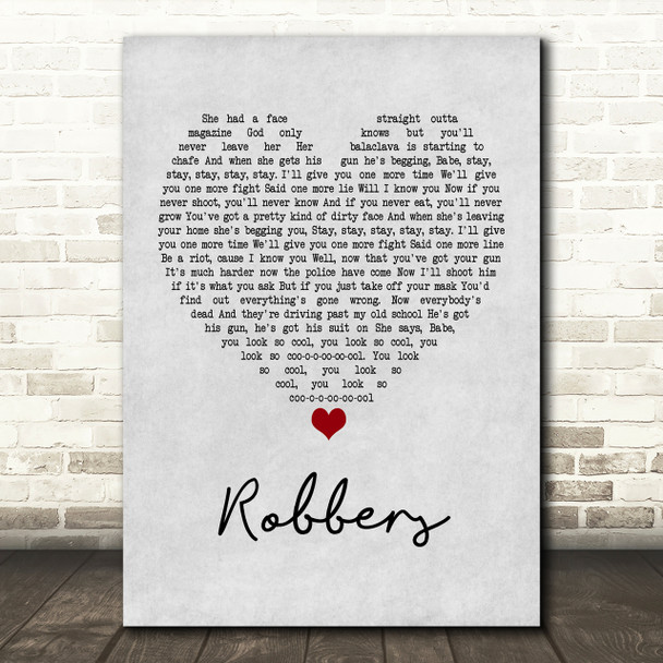 The 1975 Robbers Grey Heart Song Lyric Print