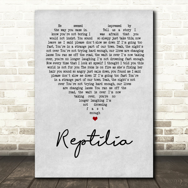 The Strokes Reptilia Grey Heart Song Lyric Print