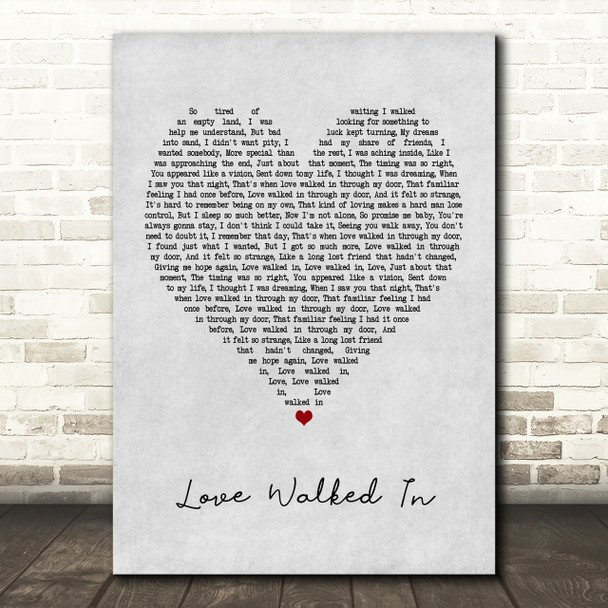 Thunder Love Walked In Grey Heart Song Lyric Print